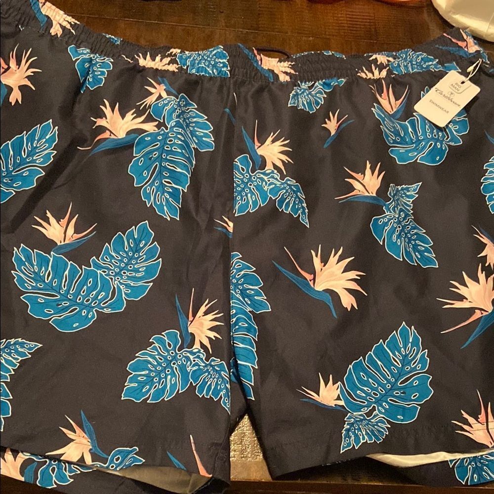 Caribbean Blue and Pink Floral Swimwear Men’s 4XB NWT